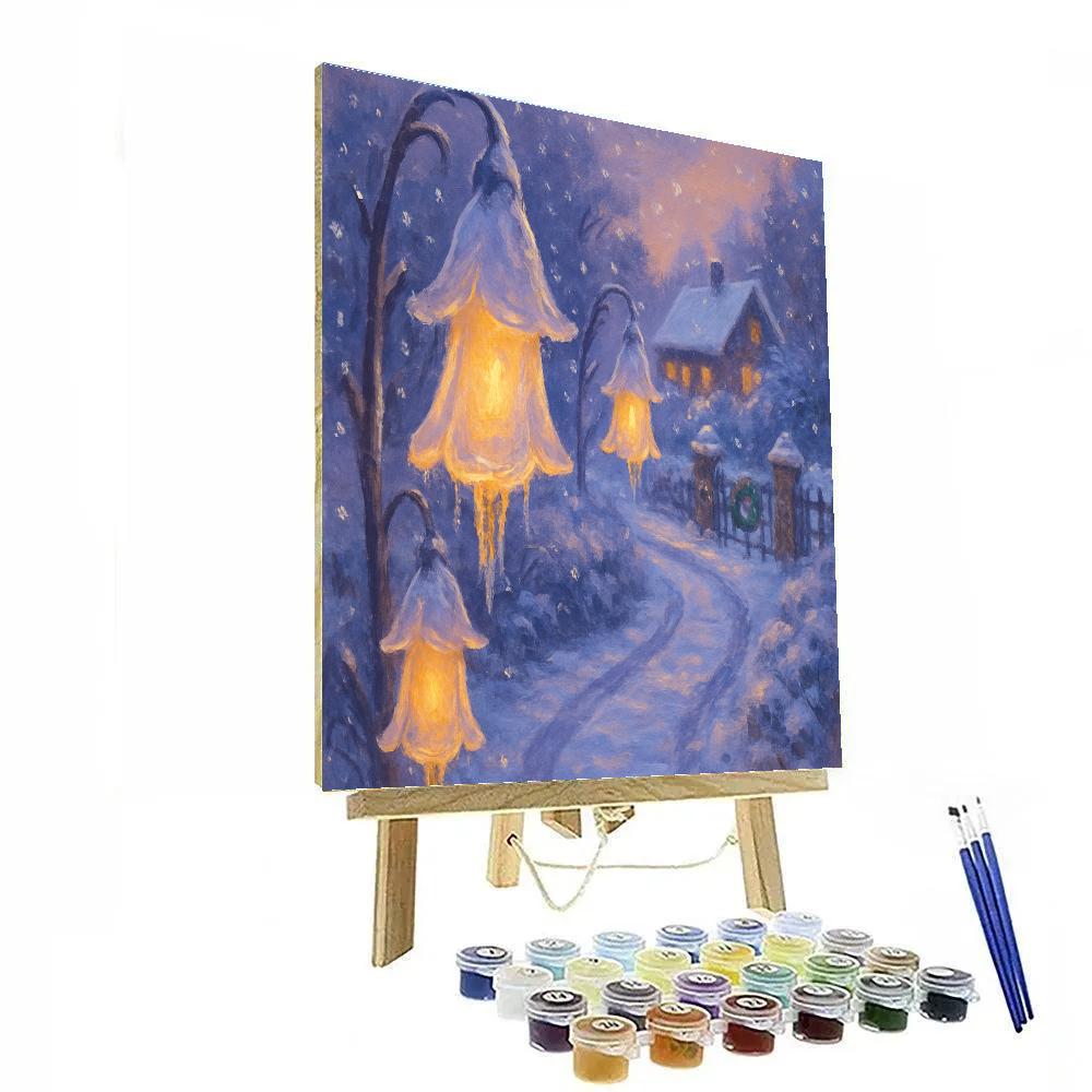 Icicle Lanterns In The Foxglove Lane paint by number