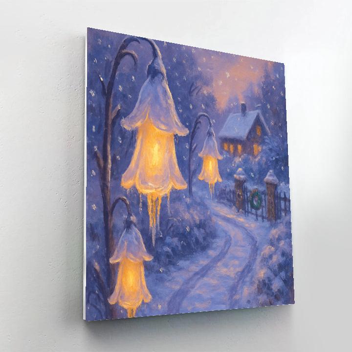Icicle Lanterns In The Foxglove Lane paint by number