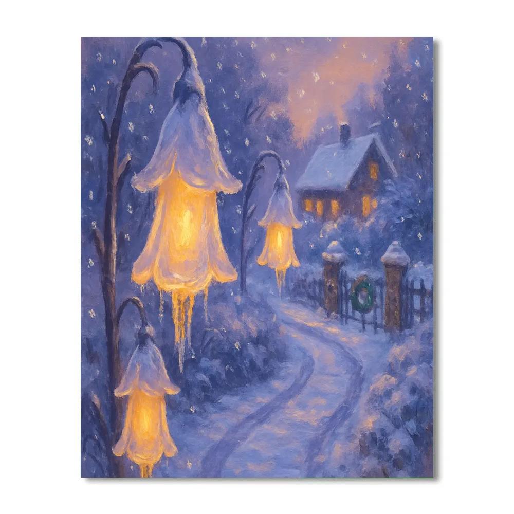 Icicle Lanterns In The Foxglove Lane paint by number