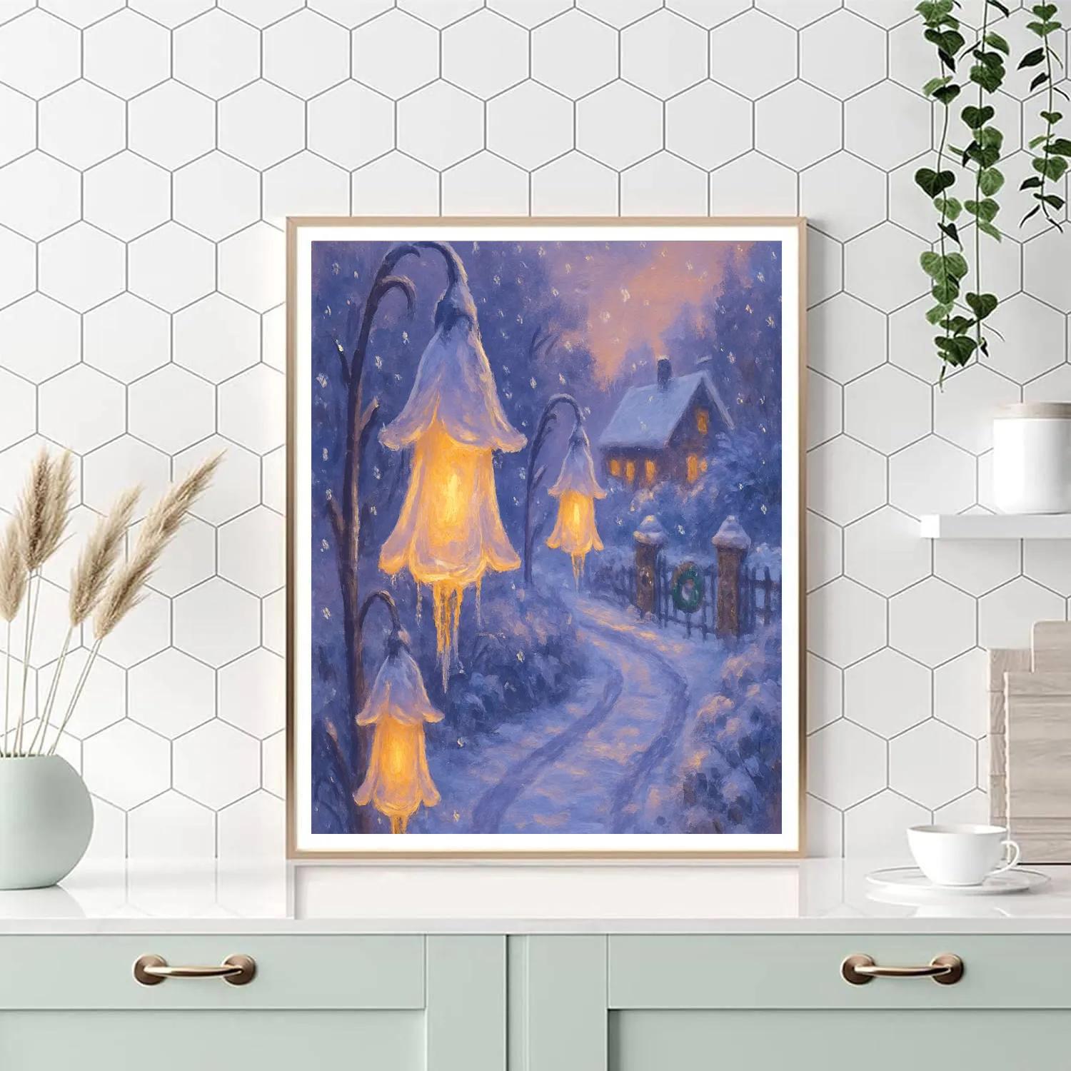 Icicle Lanterns In The Foxglove Lane paint by number