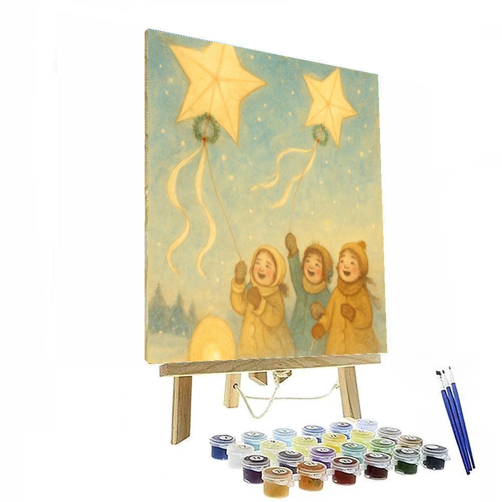 Snow Lanterns And Kite Wishes Paint by numbers art