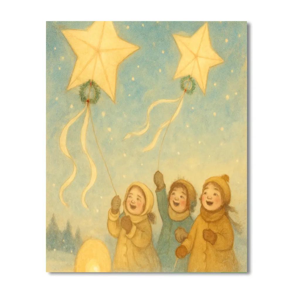 Snow Lanterns And Kite Wishes Paint by numbers art