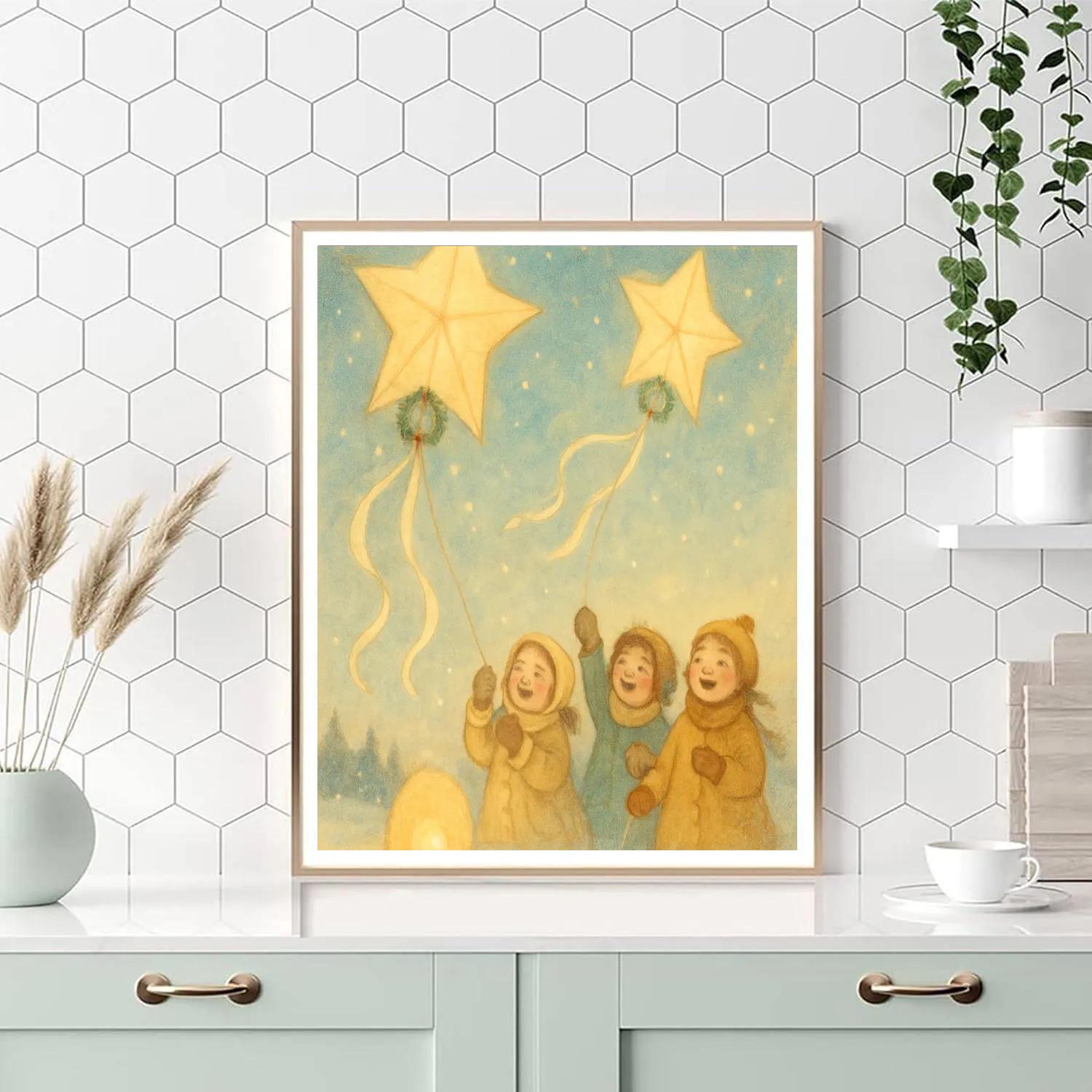 Snow Lanterns And Kite Wishes Paint by numbers art