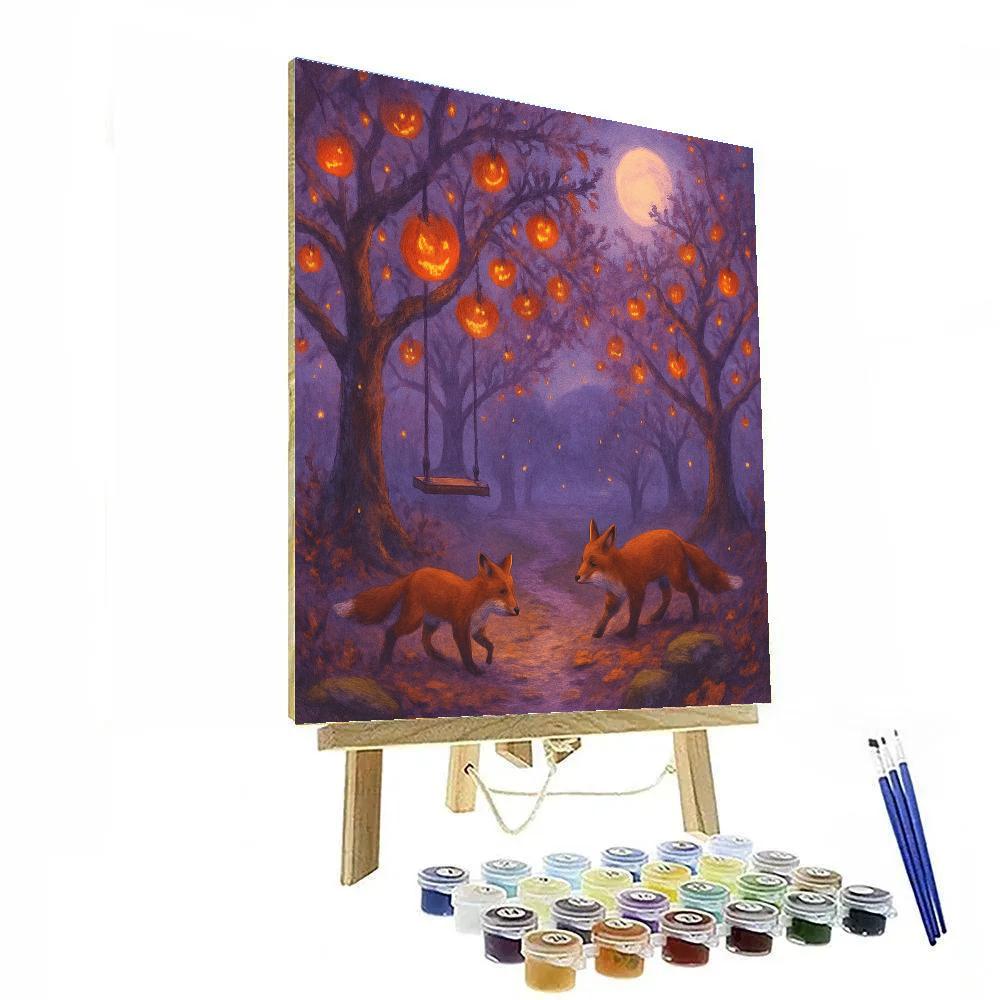 Fogbound Apple Lantern Walk Number painting