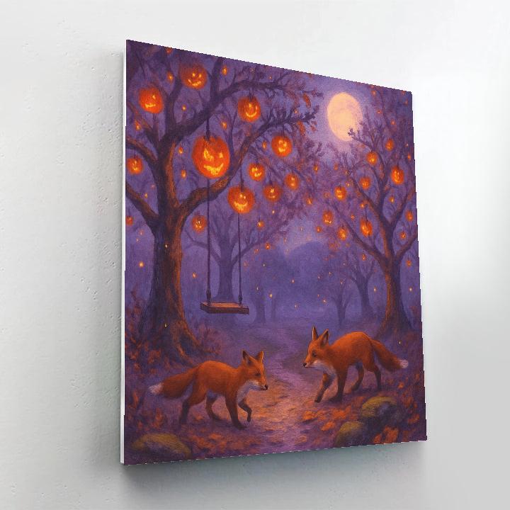 Fogbound Apple Lantern Walk Number painting