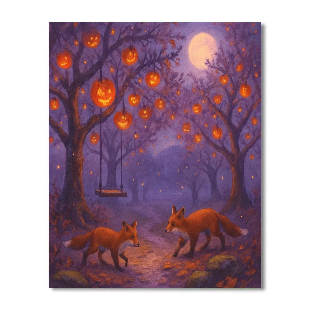 Fogbound Apple Lantern Walk Number painting