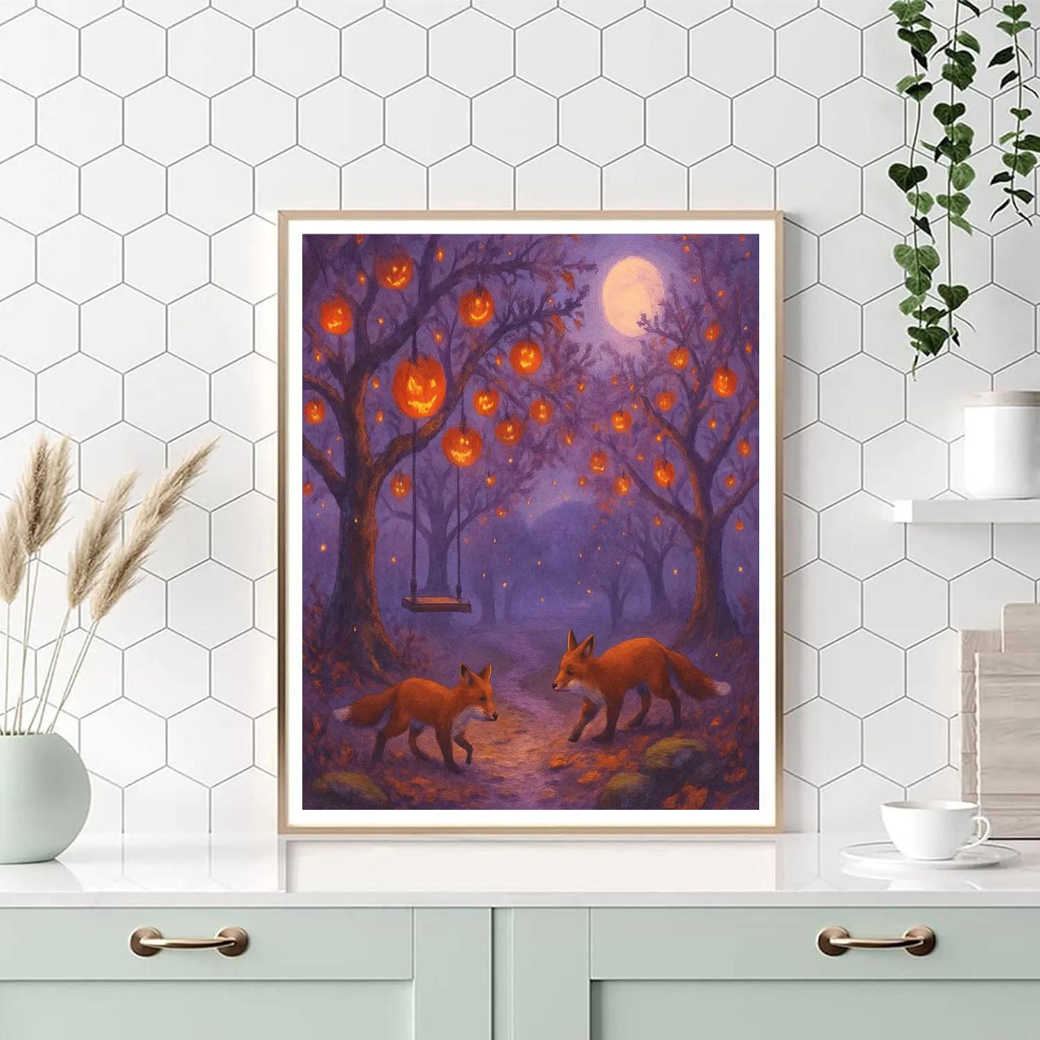 Fogbound Apple Lantern Walk Number painting