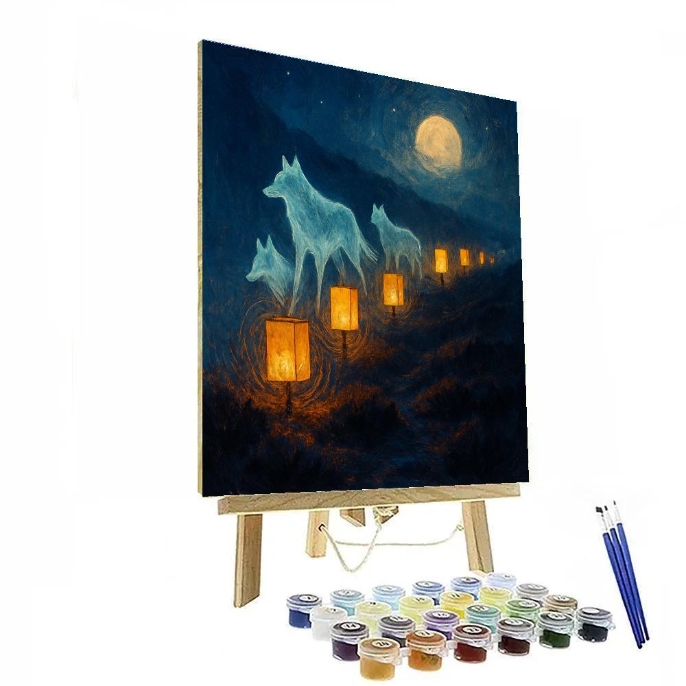Ridge Of Paper Lantern Wolves Numbered painting kits