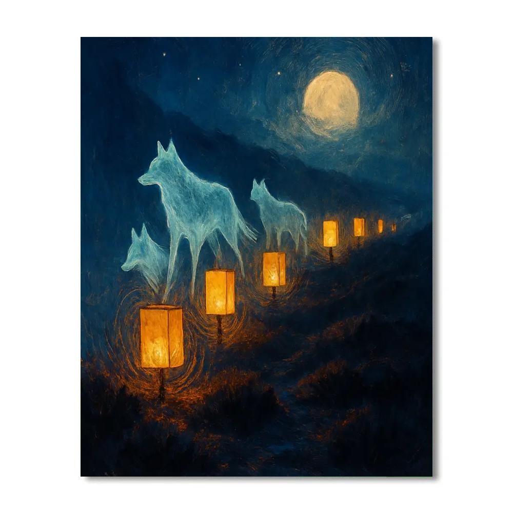 Ridge Of Paper Lantern Wolves Numbered painting kits