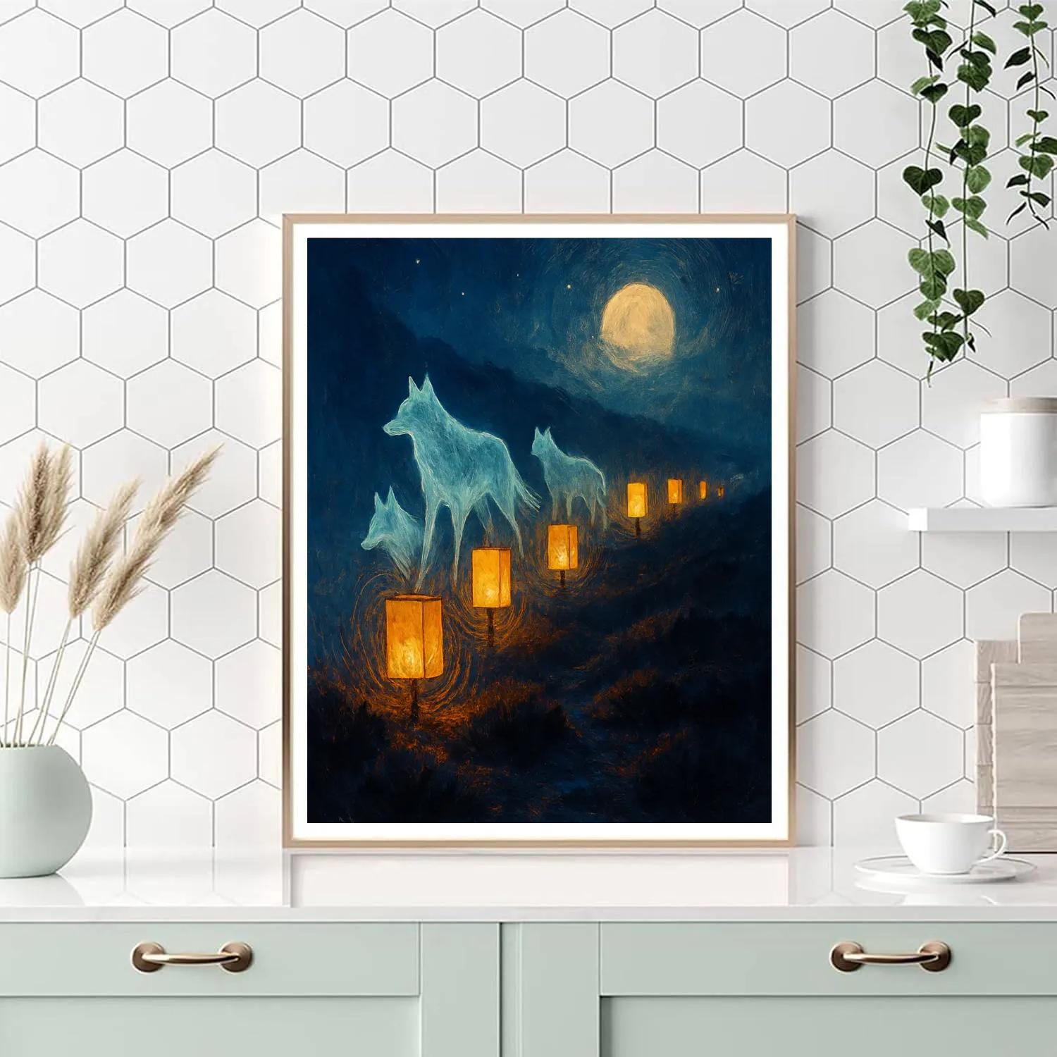 Ridge Of Paper Lantern Wolves Numbered painting kits