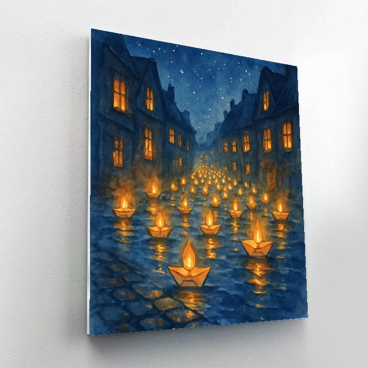 Lantern Lane Of Paper Boats Paint by numbers art