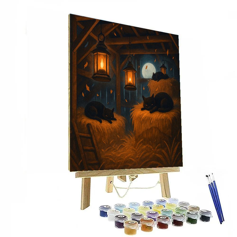 Moonlit Hayloft Lanterns painting number kit