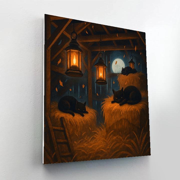 Moonlit Hayloft Lanterns painting number kit