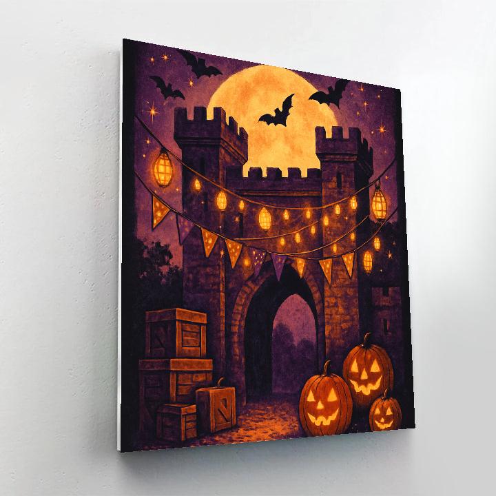 Gatehouse Of The Harvest Moon paint by number