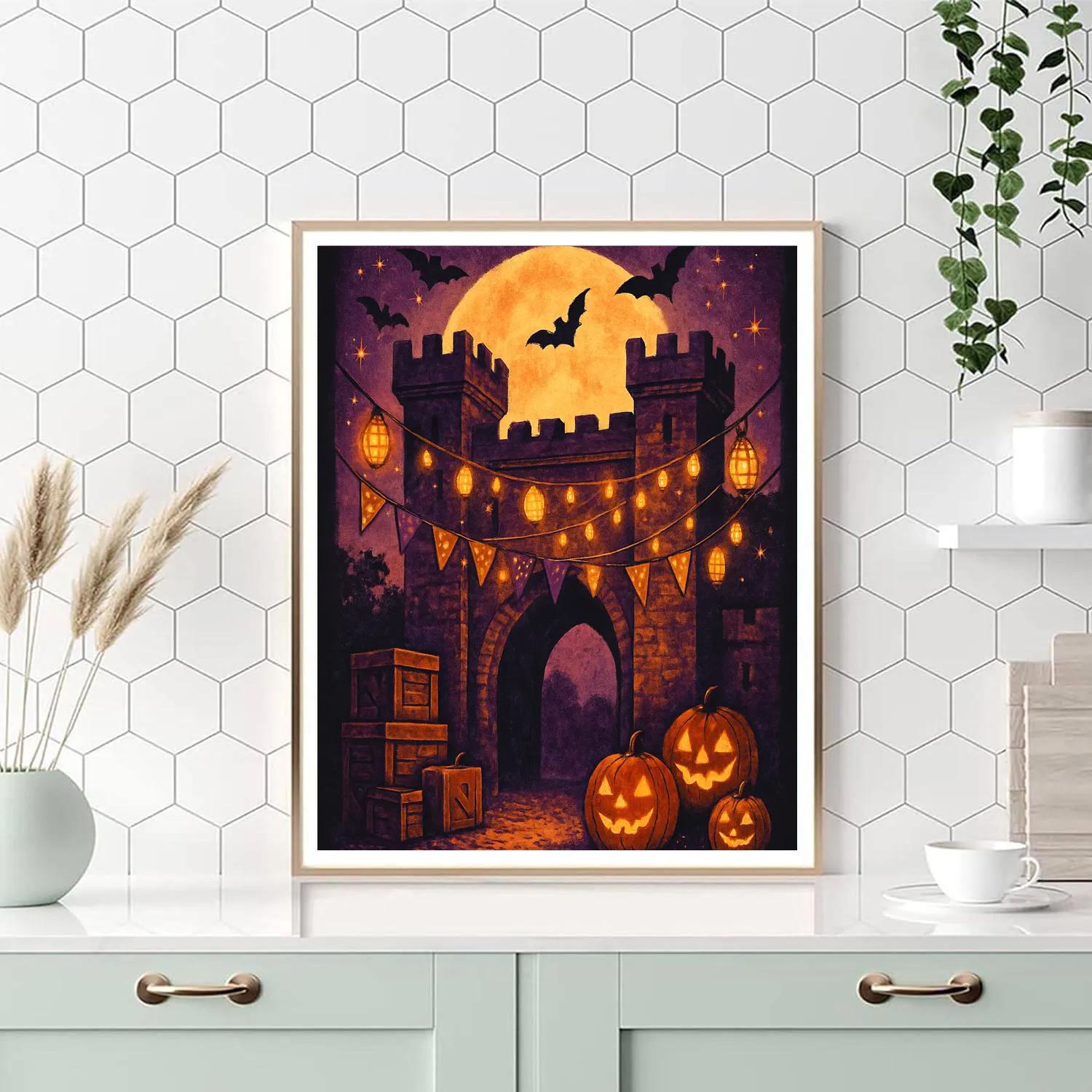 Gatehouse Of The Harvest Moon paint by number