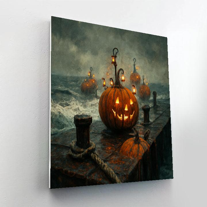 Lanterns At The Iron Wharf Number painting