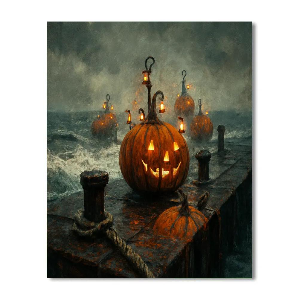 Lanterns At The Iron Wharf Number painting