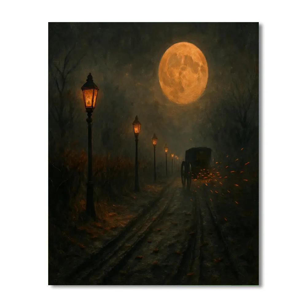 Lanterns On The Hollow Road paint by numbers