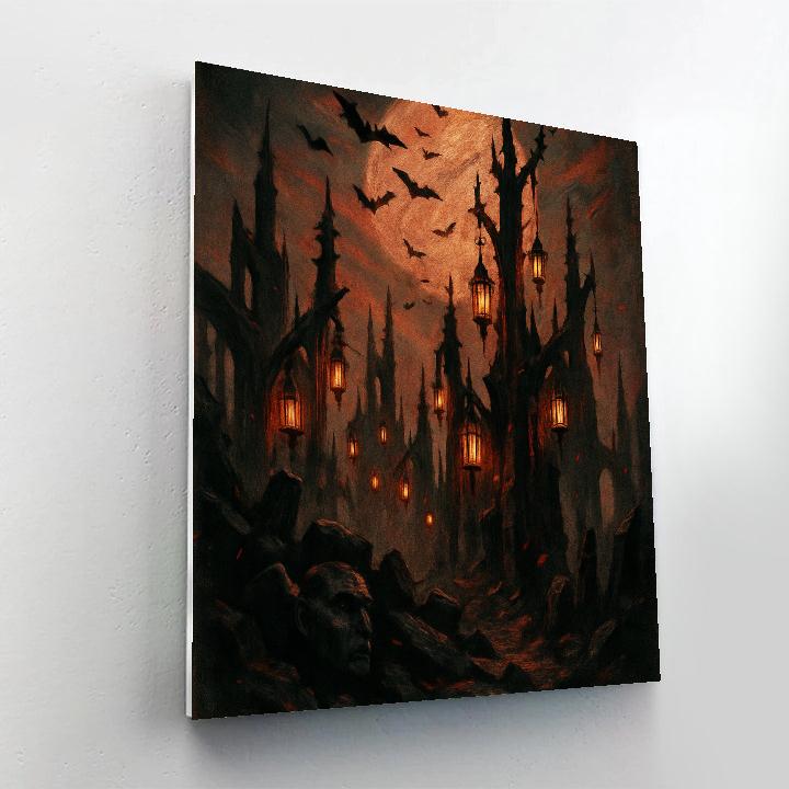 Lanterns Among Ruined Spires paint by numbers