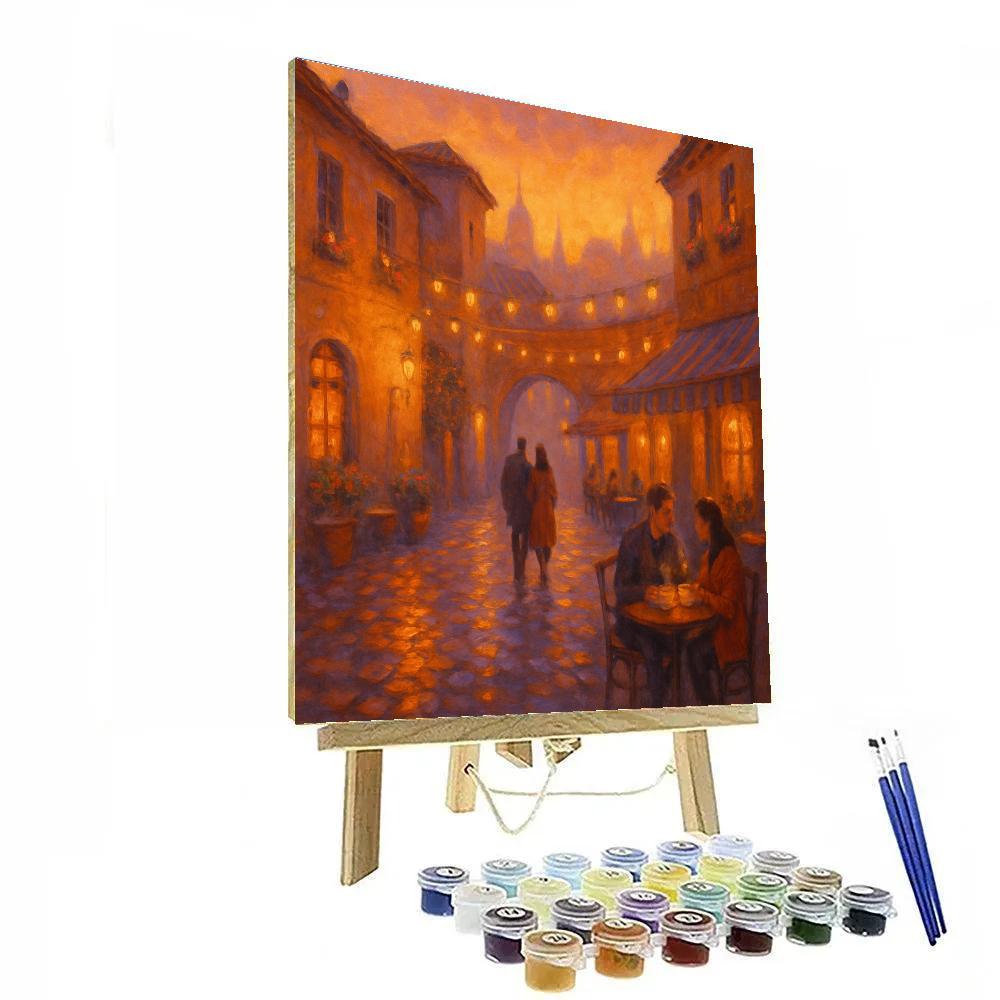 Sunset Courtyard Stroll Cityscape Paint by numbers kits