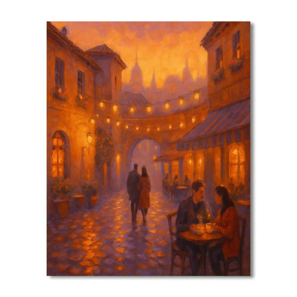 Sunset Courtyard Stroll Cityscape Paint by numbers kits