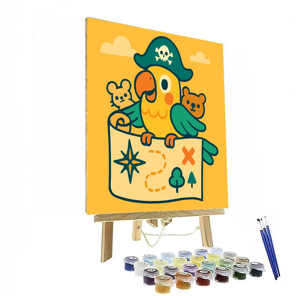 Pirate Parrot Treasure Map Number painting
