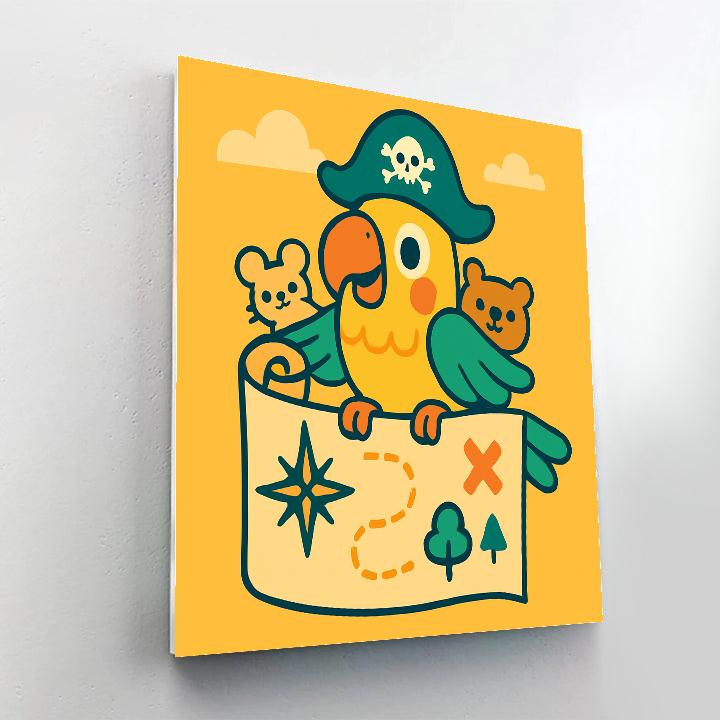 Pirate Parrot Treasure Map Number painting