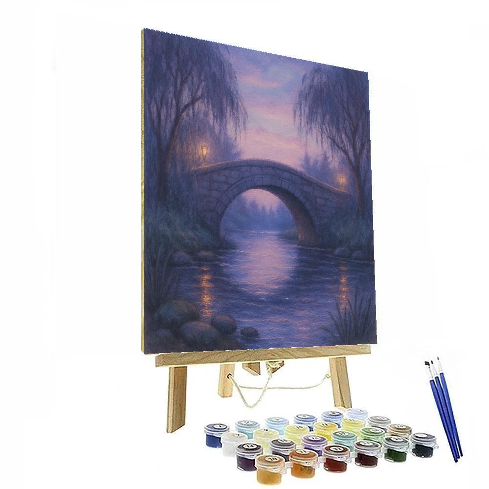 Twilight Over Stone Bridge paint by number