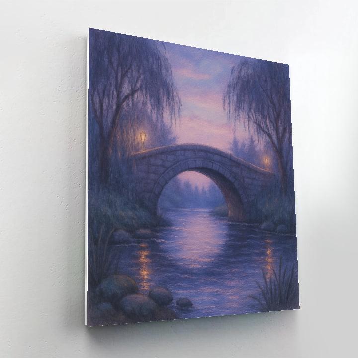 Twilight Over Stone Bridge paint by number