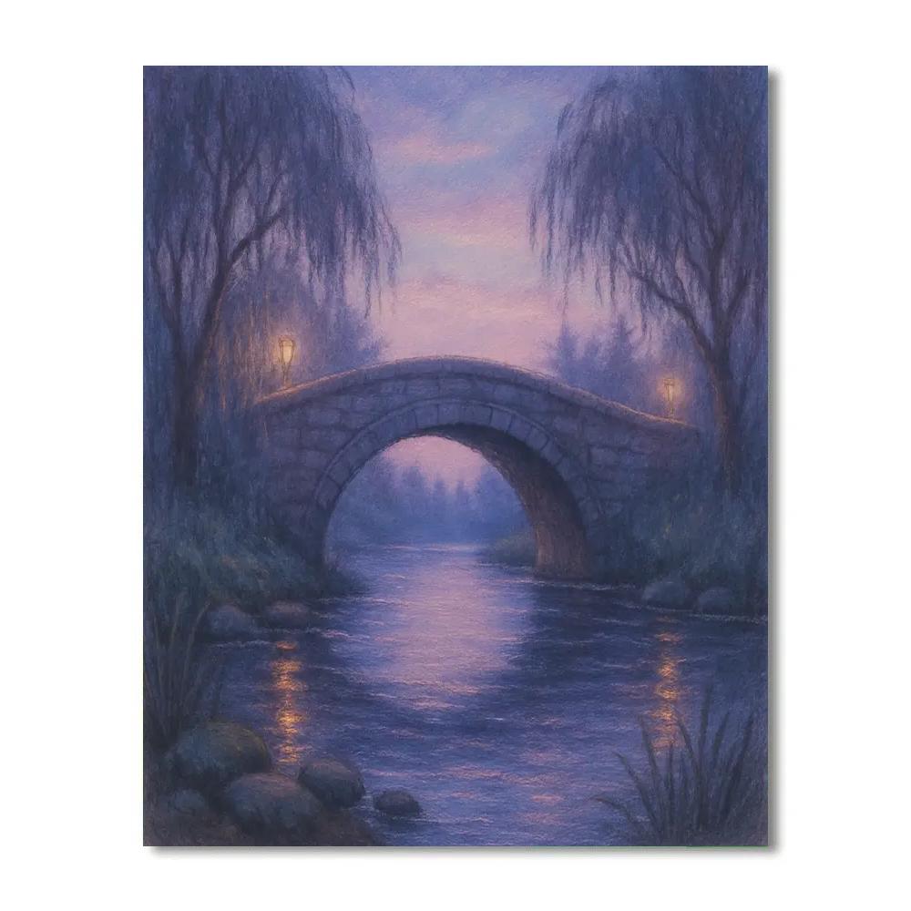 Twilight Over Stone Bridge paint by number