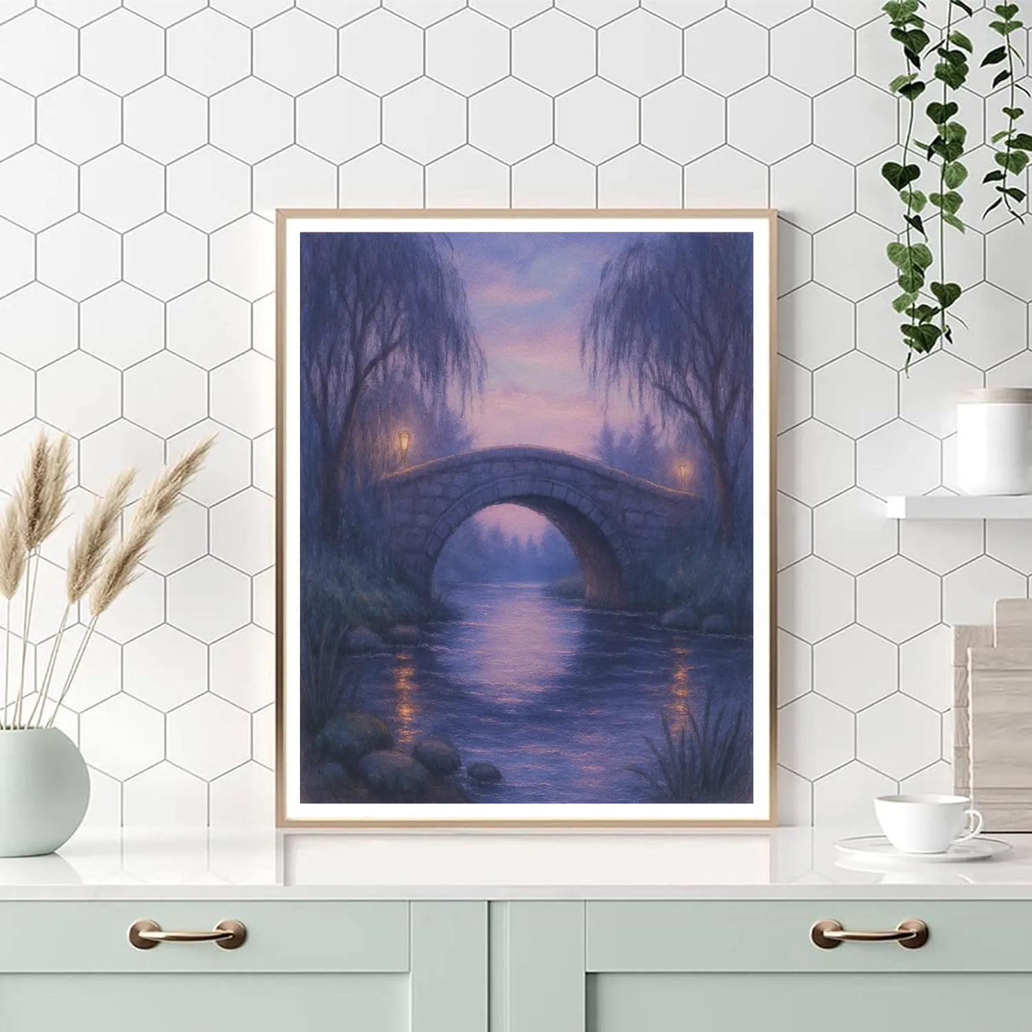Twilight Over Stone Bridge paint by number