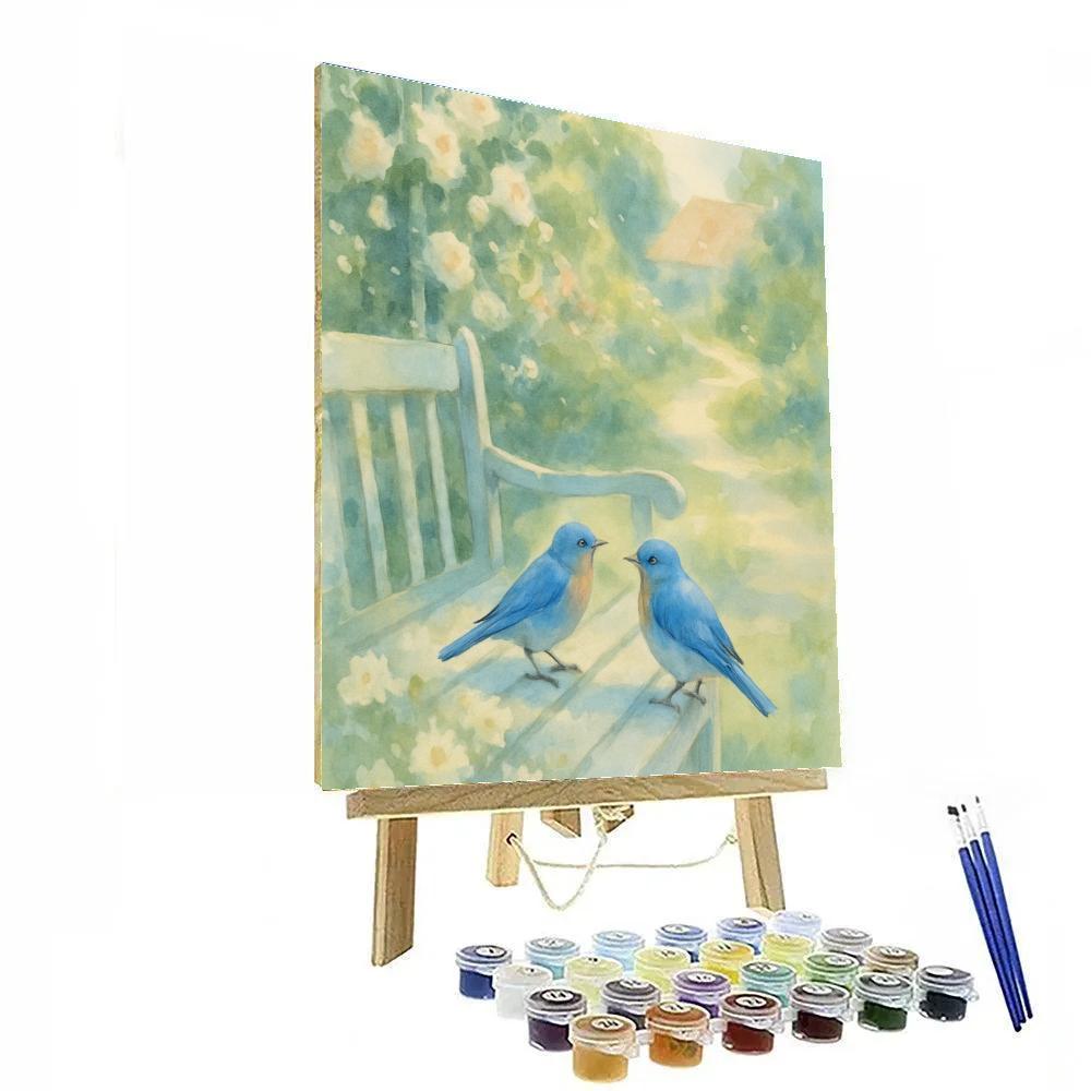Bluebird Painted Garden Bench painting number kit