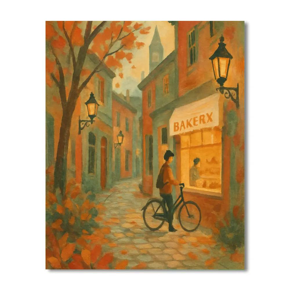 Lantern Alley Of Falling Leaves paint by numbers