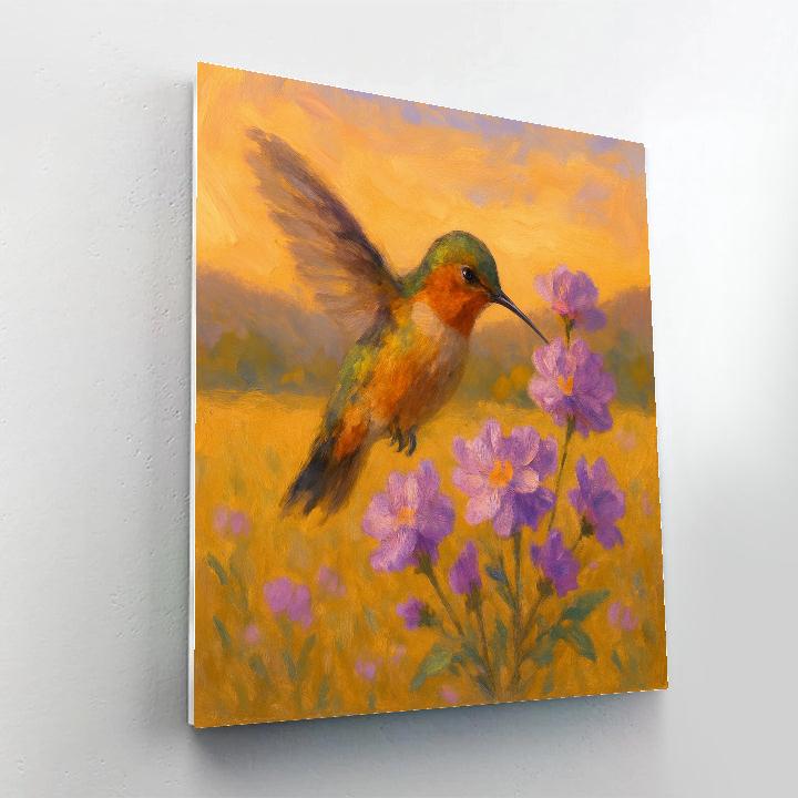Hummingbird With Painted Wildflower Halo paint by numbers