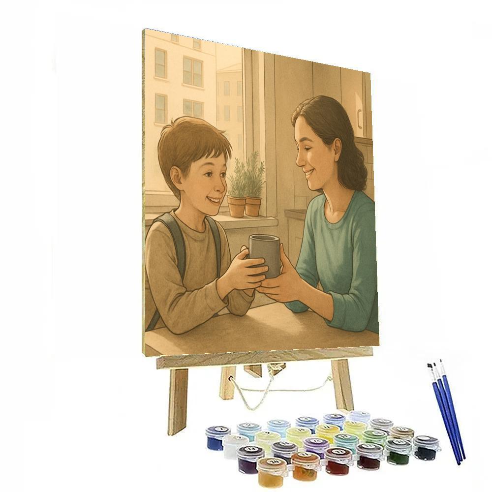 Mother And Child Morning Coffee Ritual Numbered painting kits