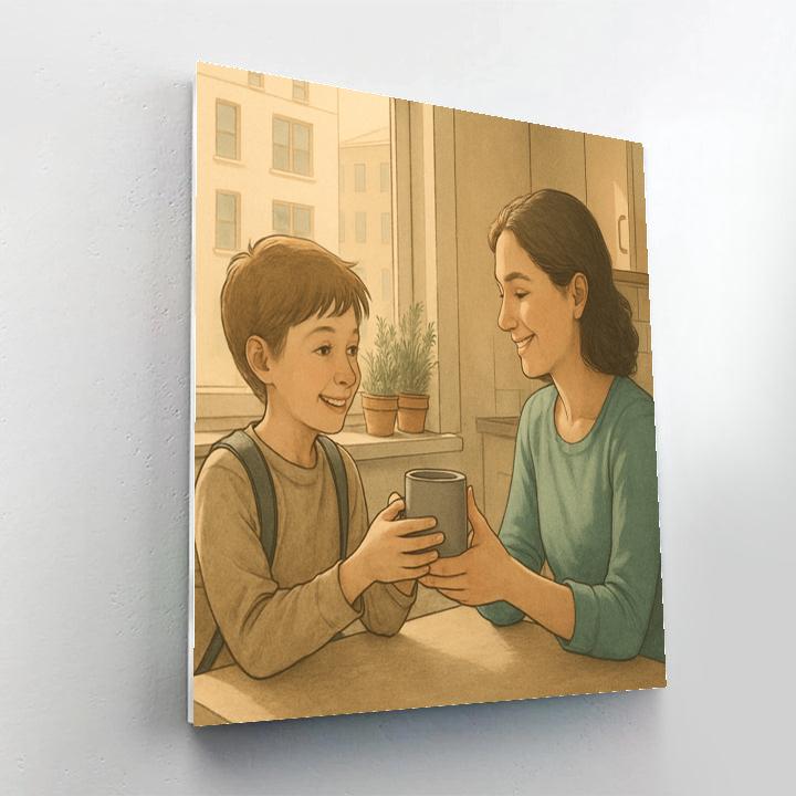 Mother And Child Morning Coffee Ritual Numbered painting kits