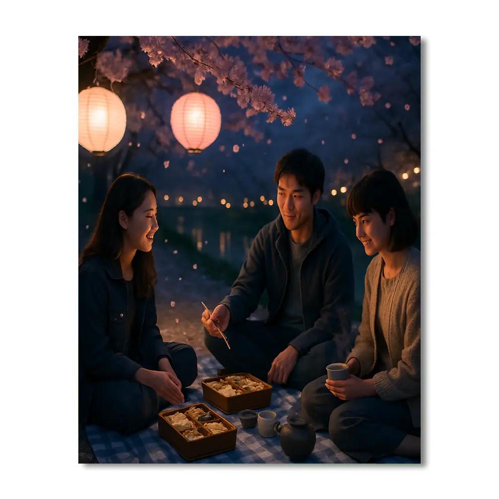 Lanterns Over Hanami Picnic Paint by numbers kits