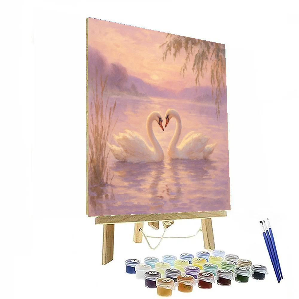Painted Swans Of Misty Hollow paint by numbers