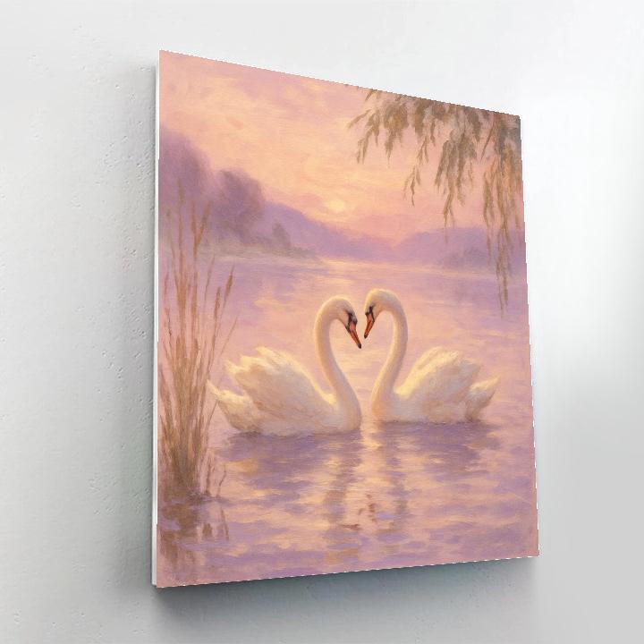 Painted Swans Of Misty Hollow paint by numbers