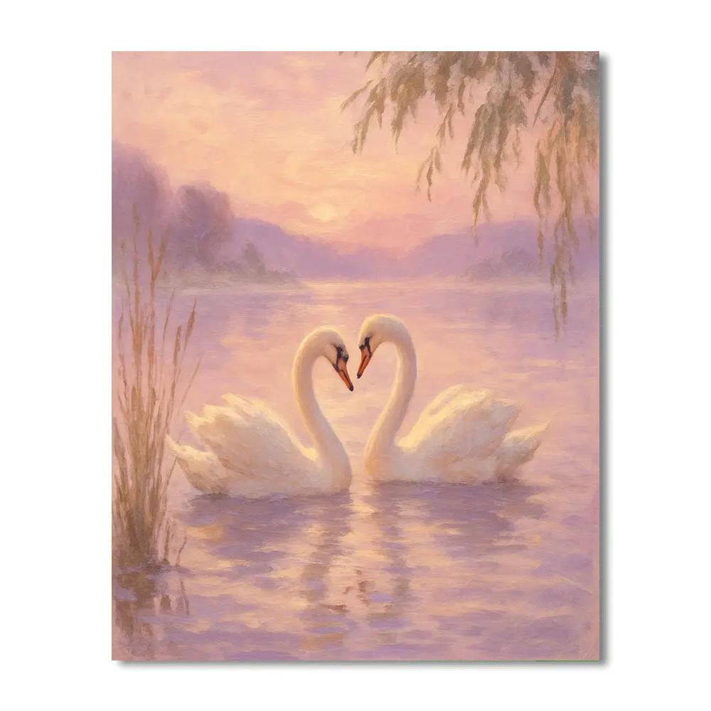 Painted Swans Of Misty Hollow paint by numbers