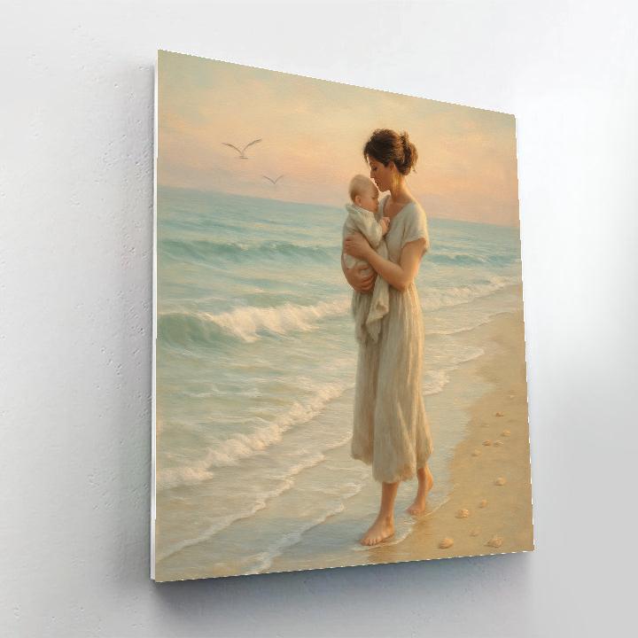 Seaside Stroll Mother And Baby painting number kit