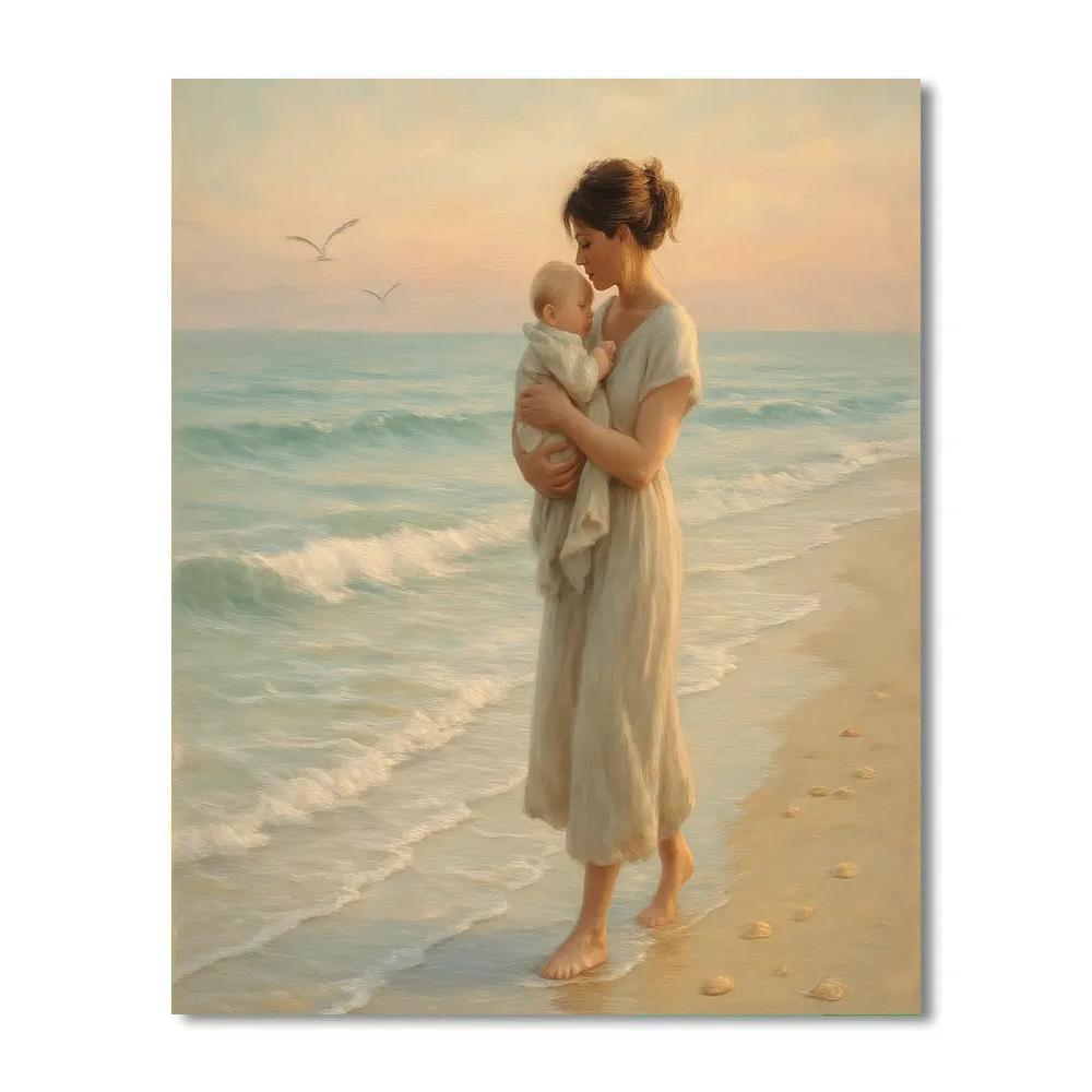 Seaside Stroll Mother And Baby painting number kit