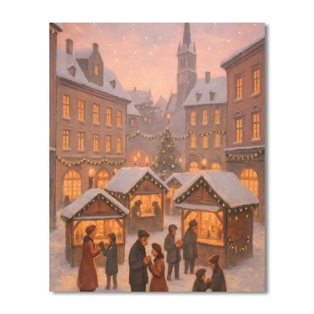 Snowlight Market On Lantern Plaza Painting by numbers kit