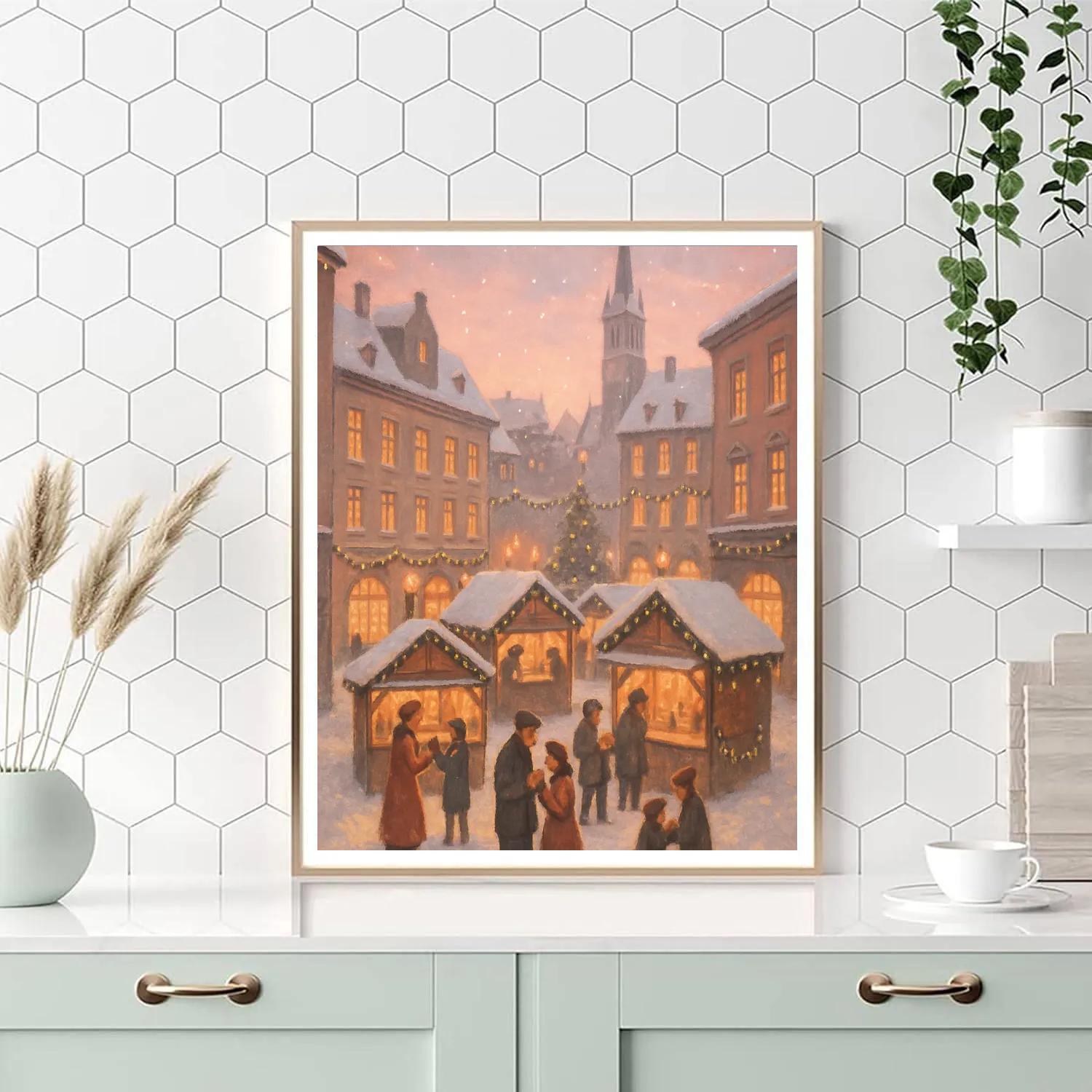 Snowlight Market On Lantern Plaza Painting by numbers kit