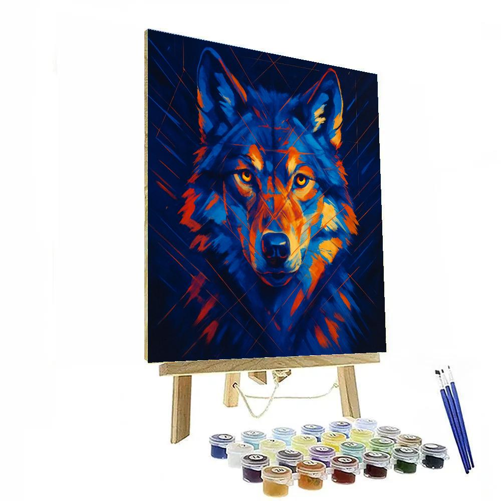 Cobalt Wolf Of The Stars paint by number