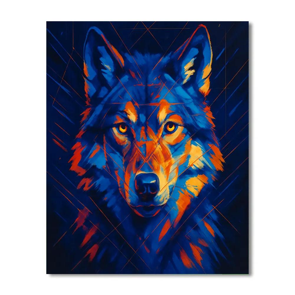 Cobalt Wolf Of The Stars paint by number