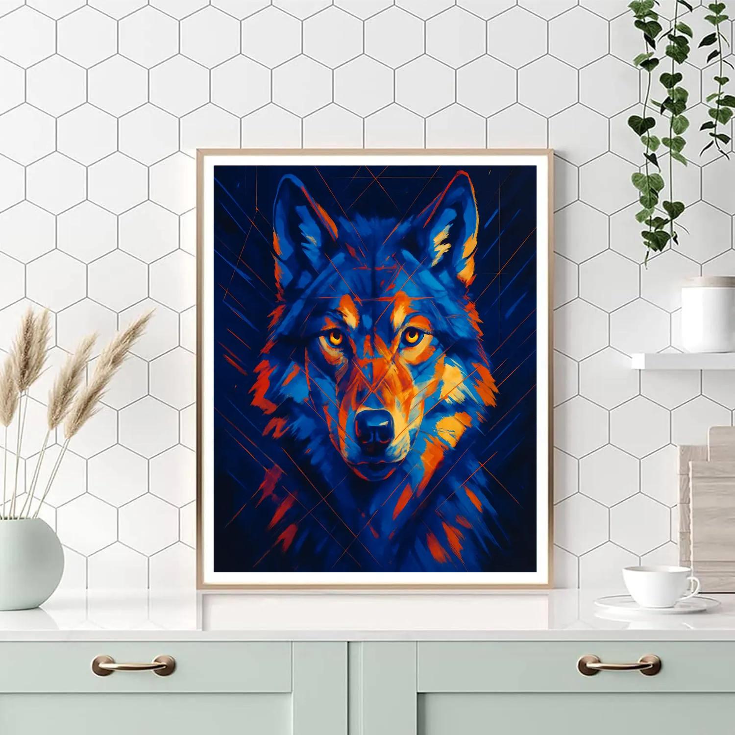 Cobalt Wolf Of The Stars paint by number