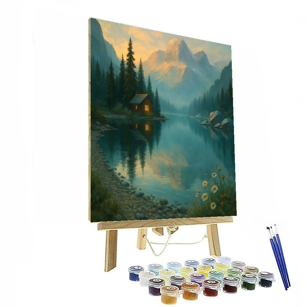 Misty Alpine Lake Retreat Painting by numbers kit
