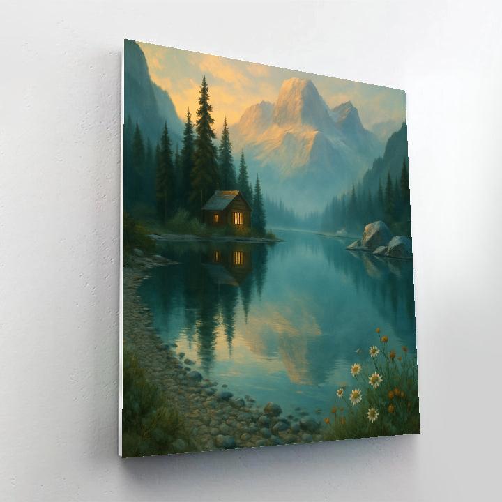 Misty Alpine Lake Retreat Painting by numbers kit