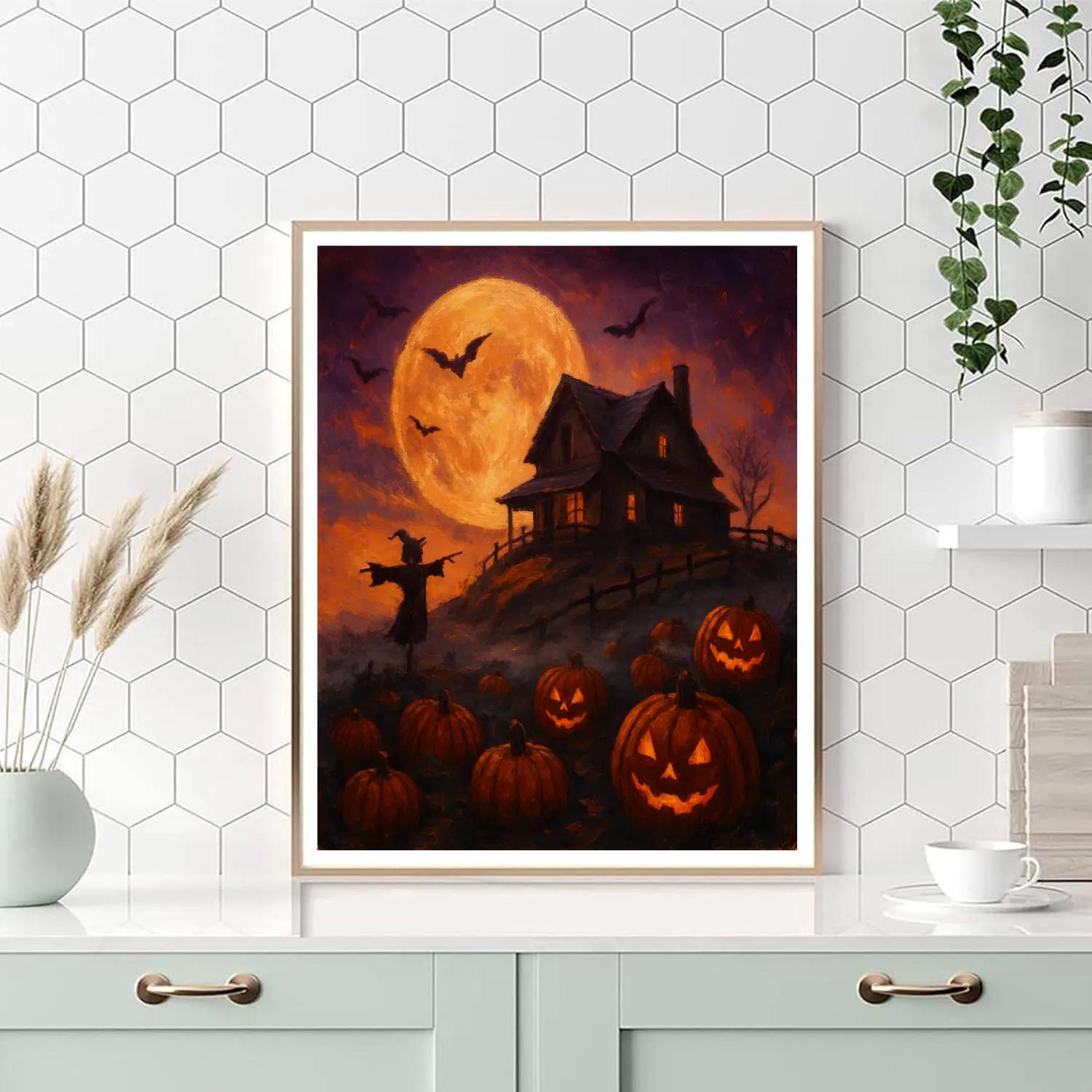 Moonlit Pumpkin Ridge DIY paint by numbers